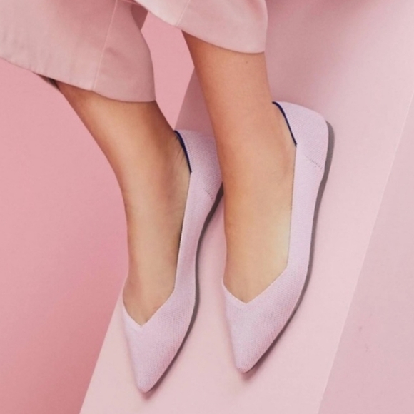 Rothy's Petal Pink Pointed Toe Ballet Flats Sz 9.5 Womens Solid Point - Picture 8 of 8